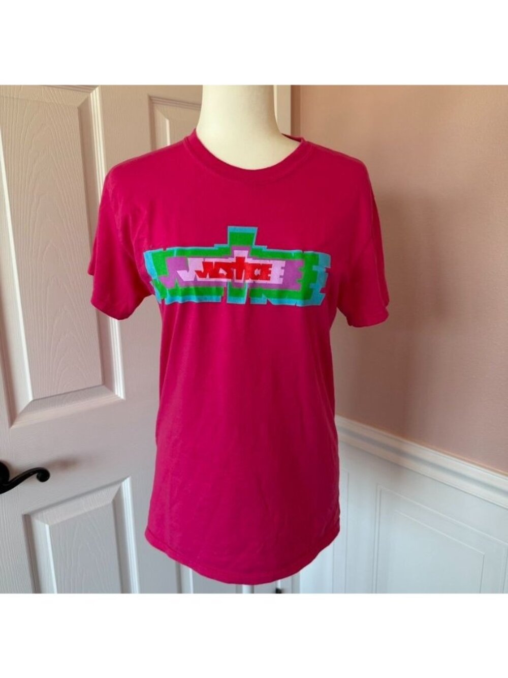Justin Bieber Justice Tour 2022 Cotton Pink Crewneck Merch Shirt Size Small